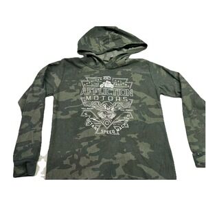 Affliction Hoodie Boys Medium Camo AC Alchemist Skull Motorcycle